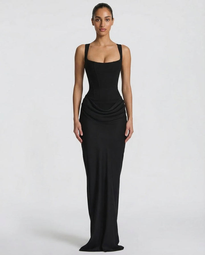Satin Maxi Dress Women in Black by Fashion Like You#colour_black