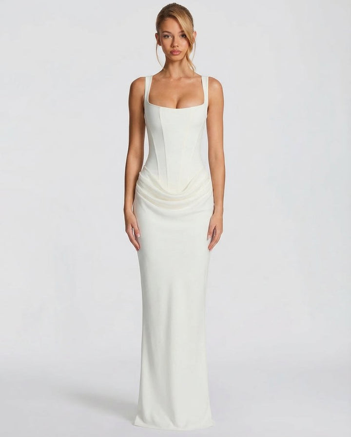Satin Maxi Dress Women in White by Fashion Like You#colour_white