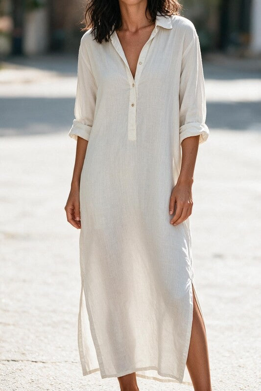 Shirt Maxi Dress Women by Fashion Like You#colour_white