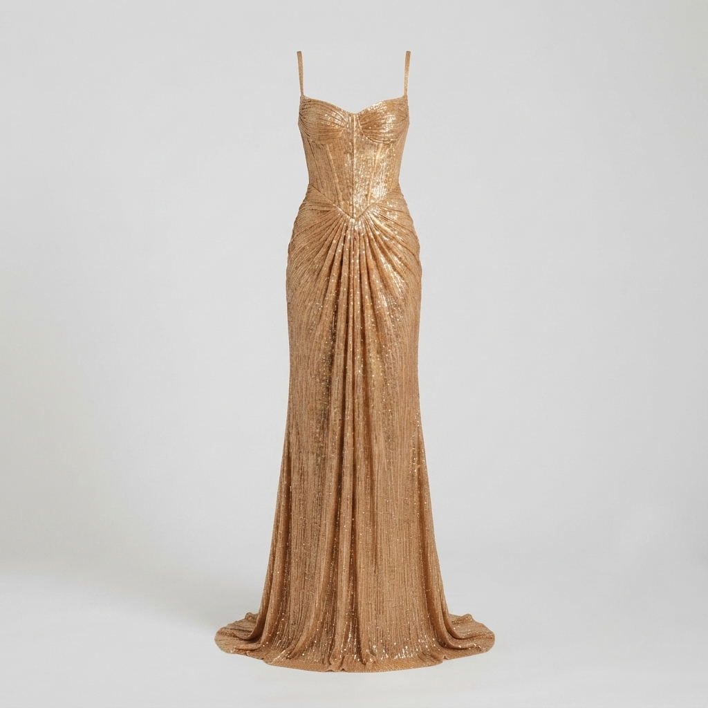 Corset Top Strapless Metallic Maxi Gown | Draped Detailing in Gold#colour_gold