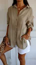 Shirts Women with Oversized Fit in Brown#colour_brown