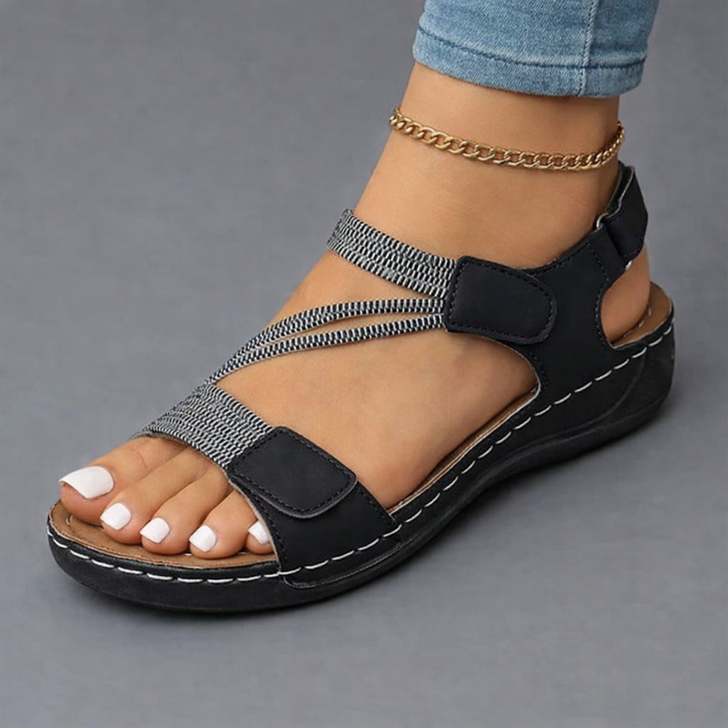 Flat Sandals Women Cushioned Footbed | Soft Multi Strap Design – Black #colour_black