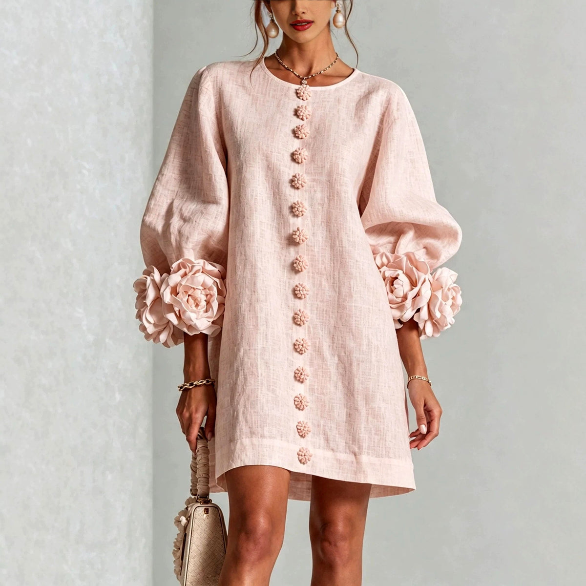 Pink Mini Dress Women in Pink#colour_pink