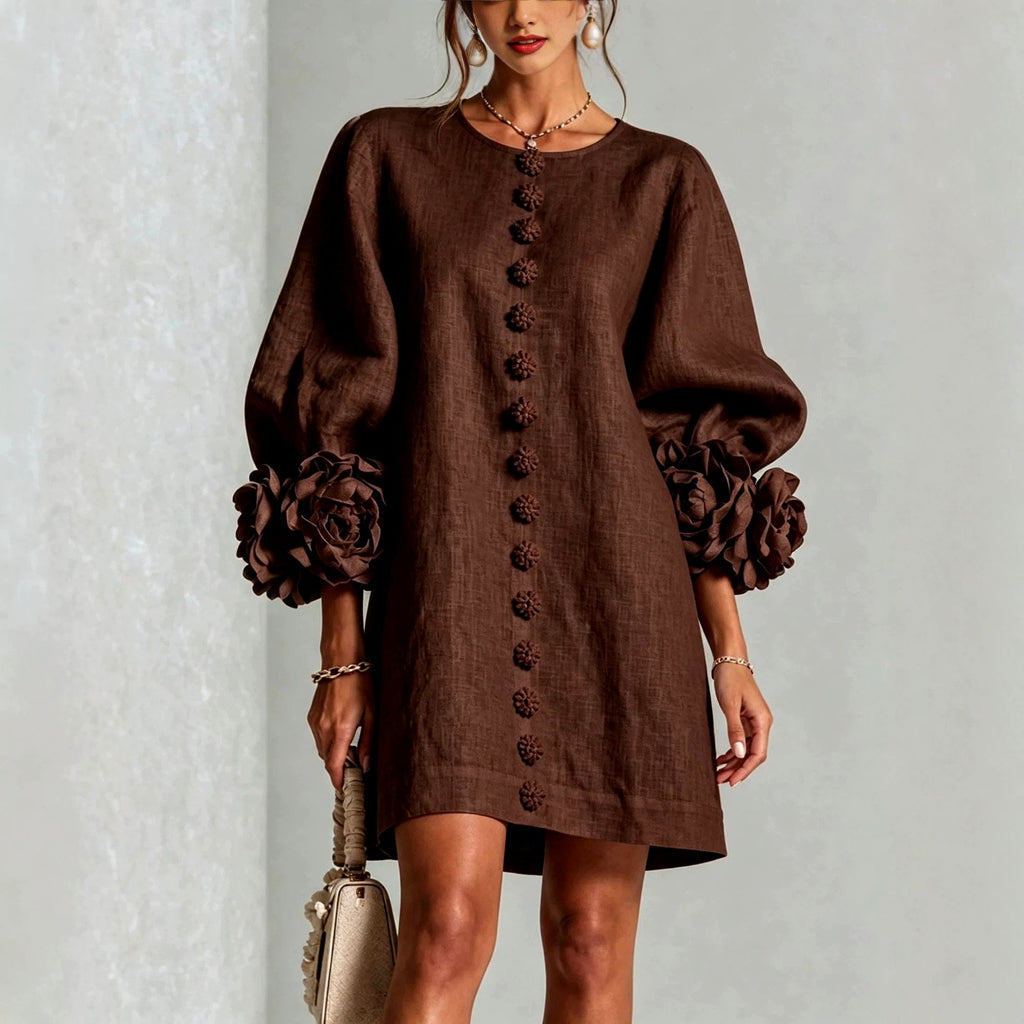 Pink Mini Dress Women in Brown#colour_brown