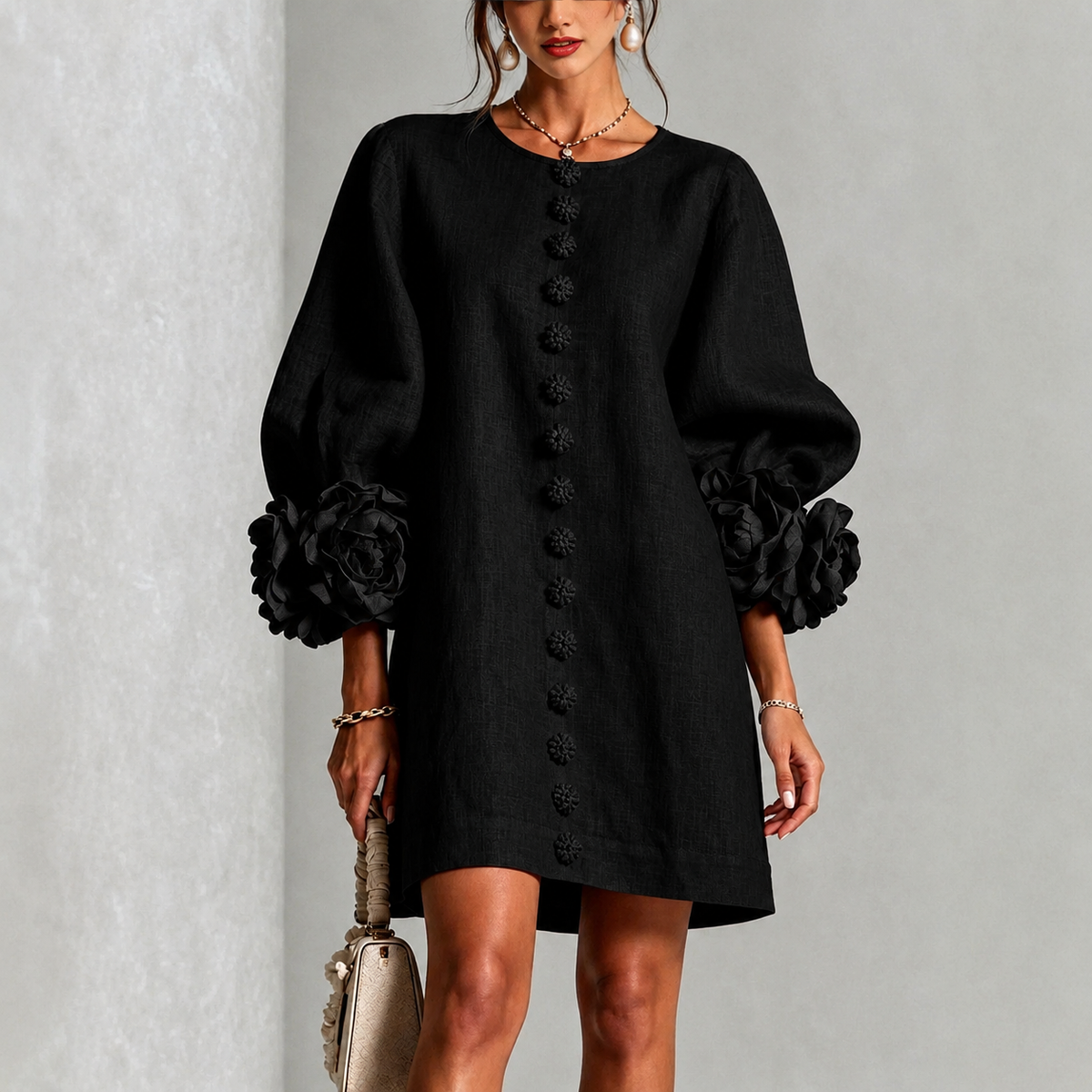 Pink Mini Dress Women in Black#colour_black