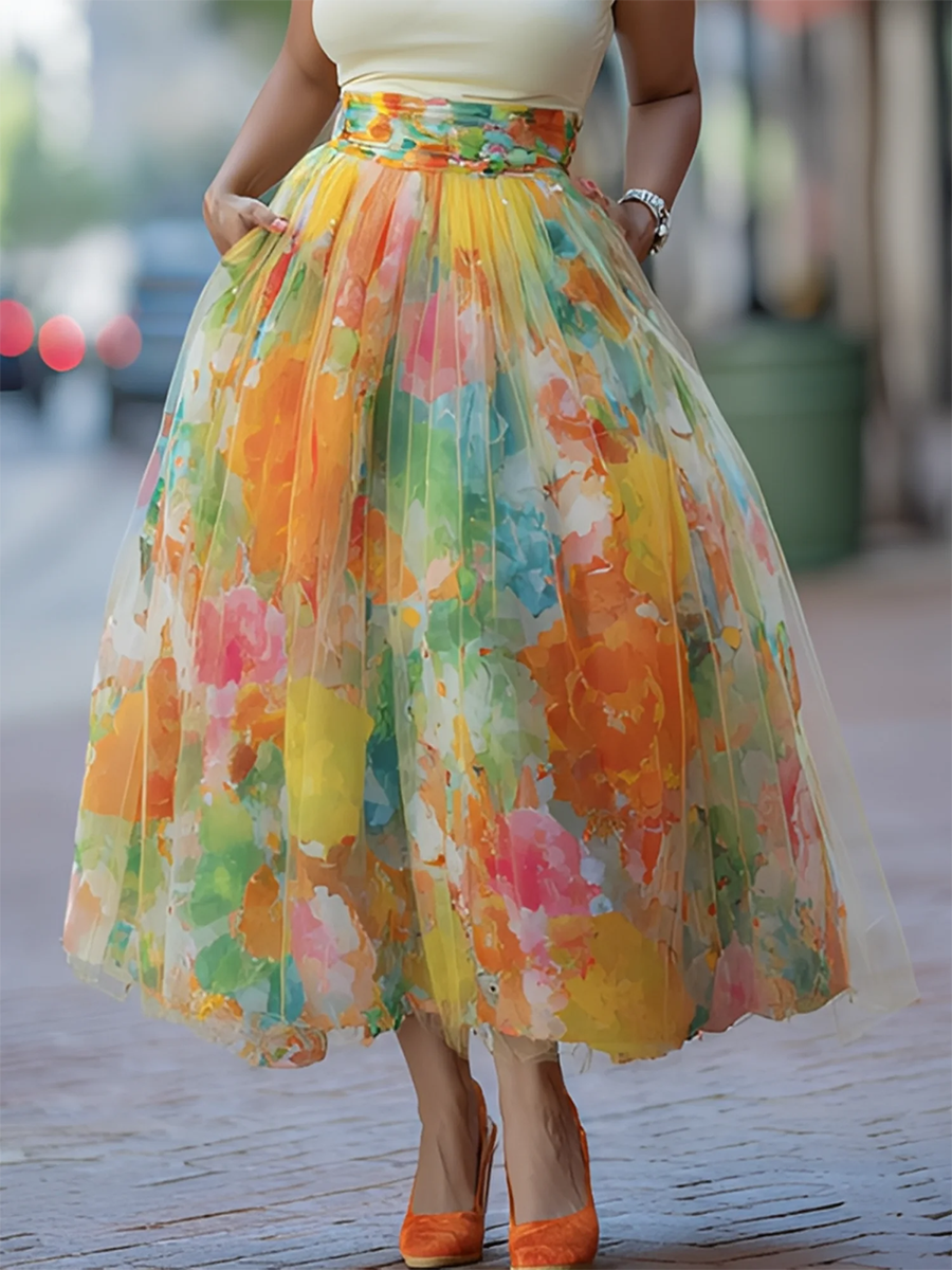 Skirt Women in Orange#colour_orange