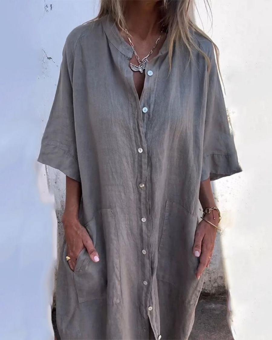 Shirtdress Women with Full Length in Grey#colour_grey