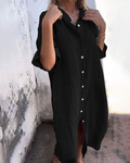 Shirtdress Women with Full Length in Black#colour_black