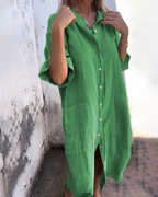Shirtdress Women with Full Length in Green#colour_green