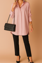 Black Shirts Women with Oversized Fit and Full Length in Pink#colour_pink