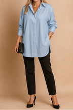 Black Shirts Women with Oversized Fit and Full Length in Light Blue#colour_light-blue