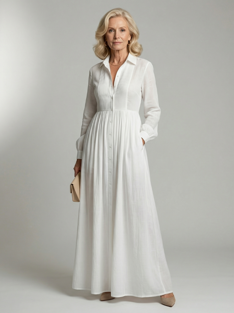 White Maxi Dress Women in White#colour_white