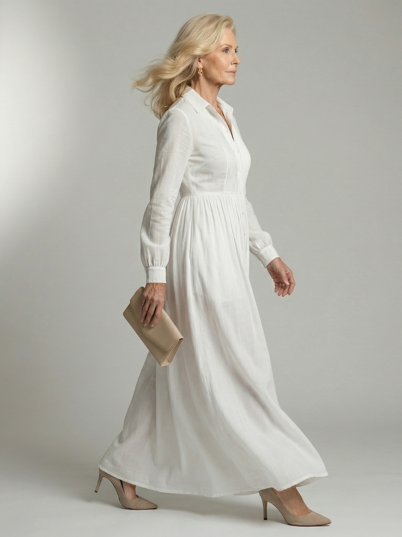 White Maxi Dress Women in White#colour_white