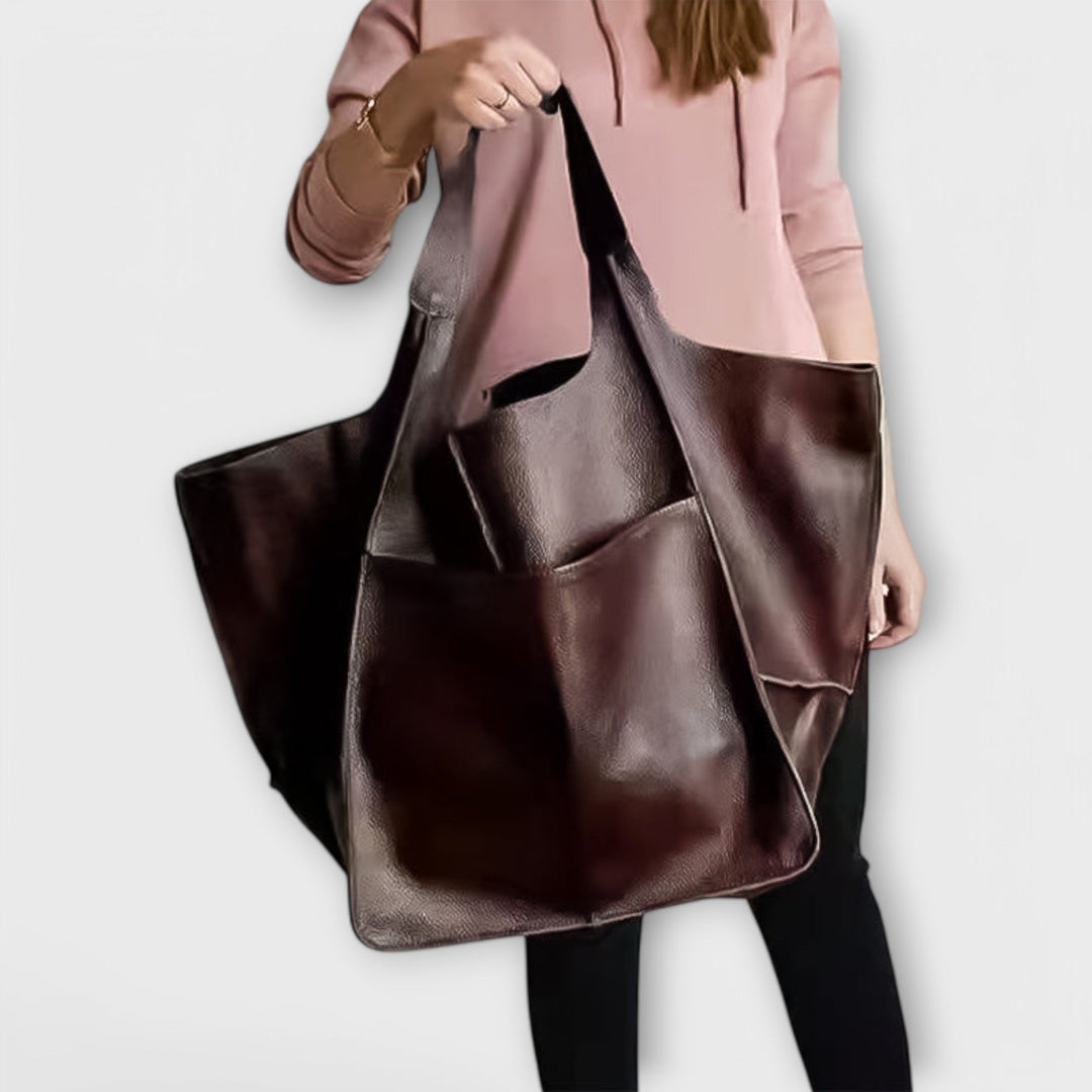 Tote Bag Women Slouchy Shoulder | Soft Vegan Leather and Open Top – Khaki #colour_khaki