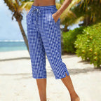 Capri Pants Women with Cropped Length in Blue#colour_blue
