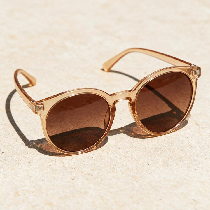 Sunglasses Women Round Frame UV400 | Gradient Tinted Lenses#colour_tan
