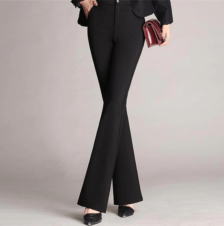 Work Pants High Waist Flared Tailored in Black#colour_black