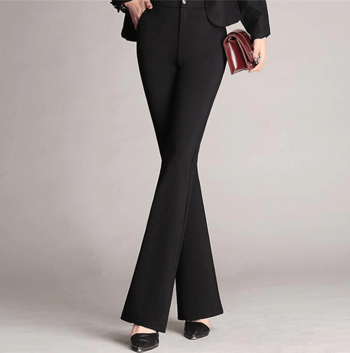 Work Pants High Waist Flared Tailored in Black#colour_black