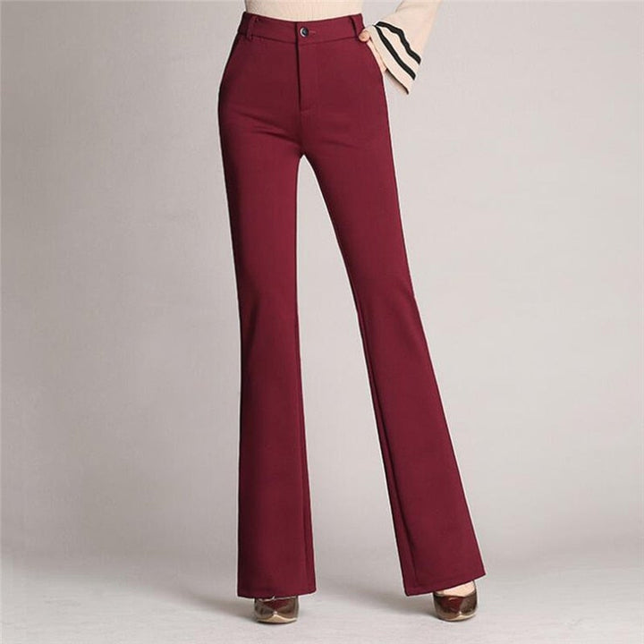 Work Pants High Waist Flared Tailored in Red#colour_red