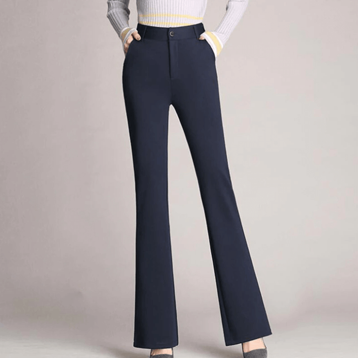 Work Pants High Waist Flared Tailored in Navy#colour_navy