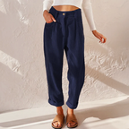 Wide Leg Trouser Pants Women with Velvet Texture in Blue#colour_blue