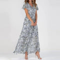 Floral Dress Women with Full Length in Blue#colour_blue