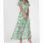 Floral Dress Women with Full Length in Green#colour_green