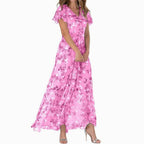 Floral Dress Women with Full Length in Pink#colour_pink