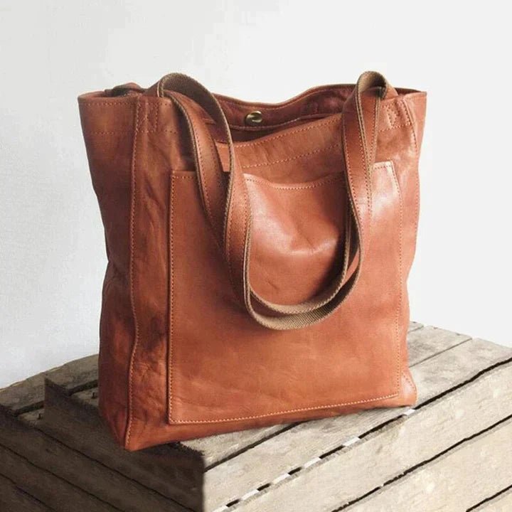 Tote Bag Women Real Leather | Long Handles and an Open Top – Brown #colour_brown