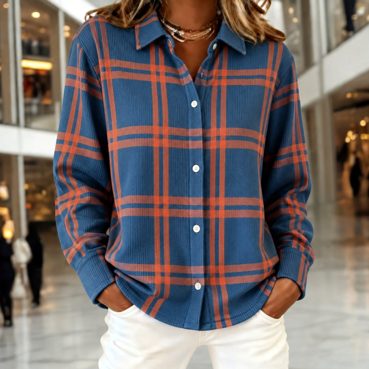 Long Sleeve Shirt Women with Oversized Fit and Relaxed Make in Multicolour#colour_multicolour