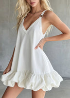 Longsleeve Dress Women with Cropped Length in White#colour_white