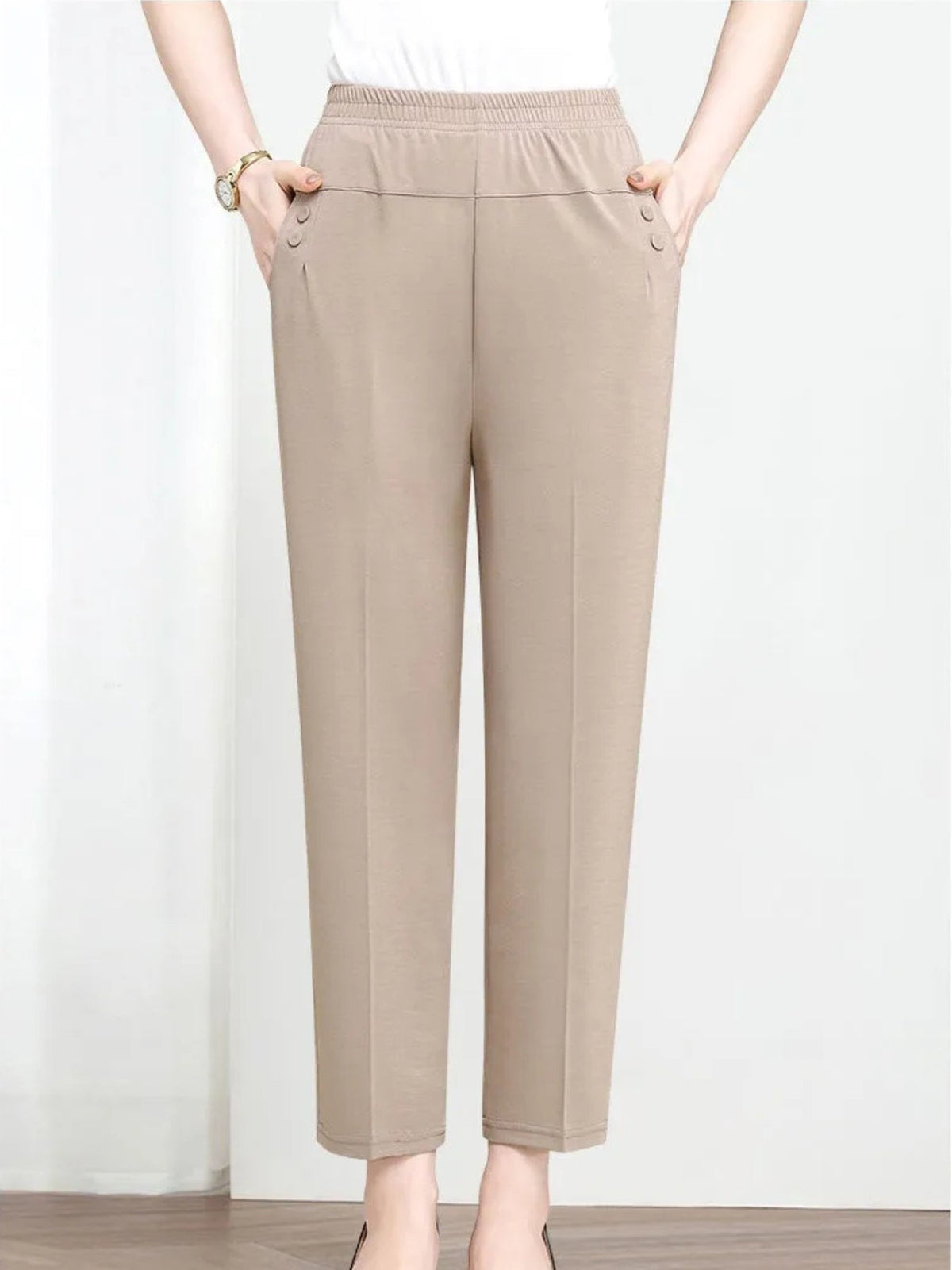 Work Pants Women in Apricot#colour_apricot