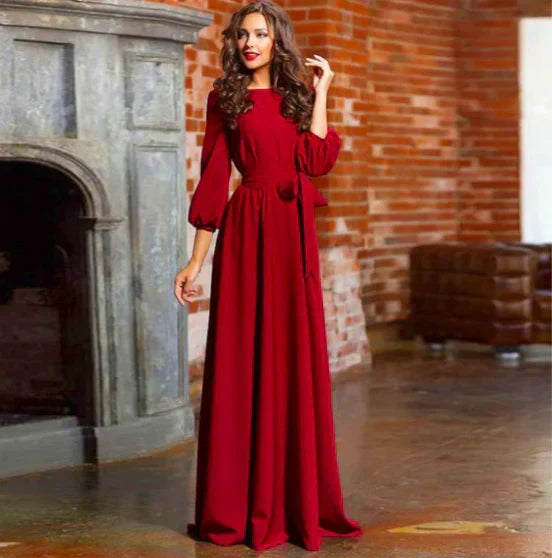 Linen Dress Women Balloon Sleeves | Self Tie Belt at the Waist – Burgundy #colour_burgundy